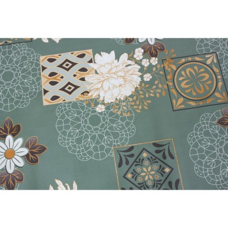 Camelia oilcloth 140 cm, roll 20 m, white drawing, green peony-5
