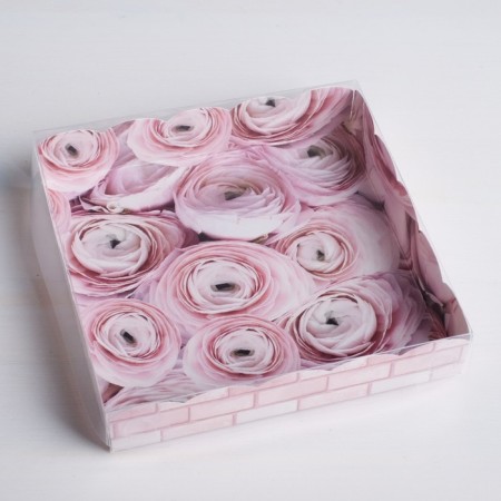 Cookie box, confectionery packaging with PVC lid, My Best Wishes, 15 x 15 x 3 cm
