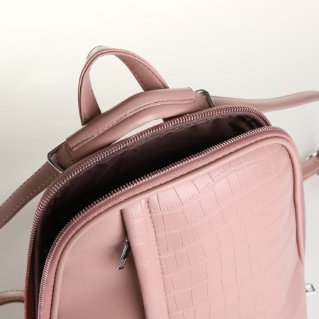 City backpack of artificial leather with lightning, pink color-5