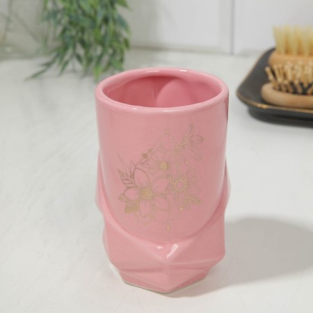 Set: dispenser, glass, soap dish "pink"-4