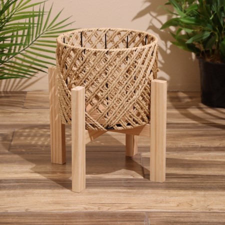 A set of wicker pots, 3 pcs 29x29x22 cm, col. Light beige-3