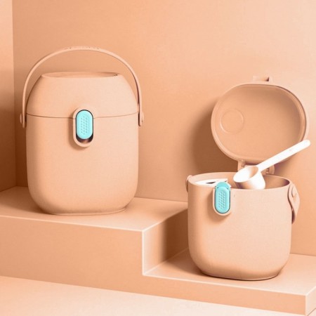 Container for storage of baby food 450 ml., With a spoon, color peach-5