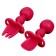 Set of children's cutlery, fork, spoon, pink color