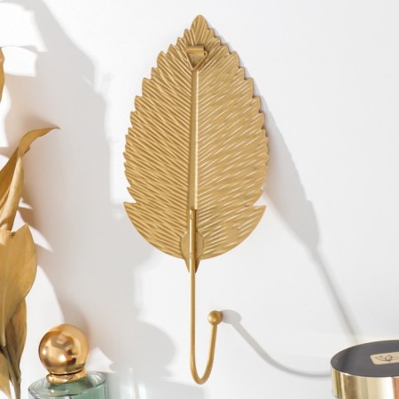 Decorative hook "Sheet of mulberry" gold 19x8 cm-3
