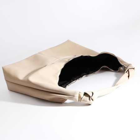 Shopper bag, outer pocket, beige color-4