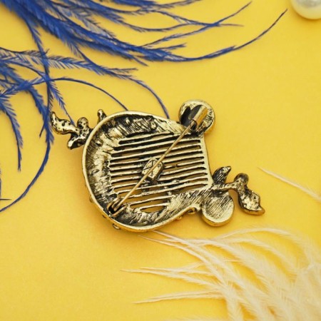Brooch "Lira flowering", colored in black gold-1