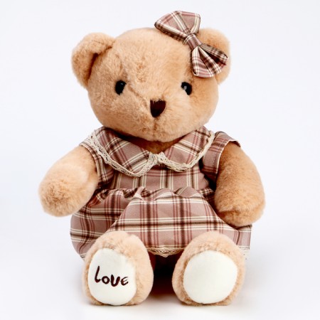 Soft toy "Bear" with a bow and heart, 39 cm, beige color-1
