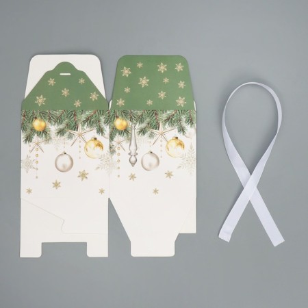 Folding box “Happy New Year!”, Christmas tree decorations, 12 x 12 x 12 cm, New Year-8