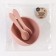 Baby plate on a suction cup and cutting devices M&B, dusty rose, shade mix