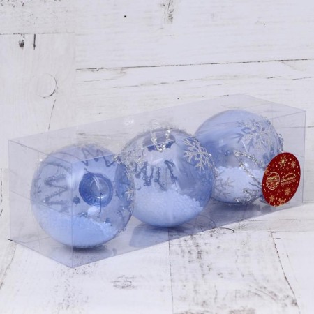 Set of balls plastic D-8 cm, 3 pcs "Ice" lilac-1