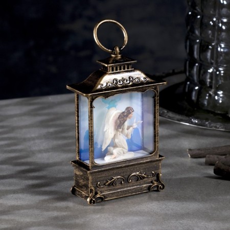 LED figure "Lantern with an angel" 7.6 × 13.5 × 3.2 cm, plastic, batteries AG13x3, glow warm white-1