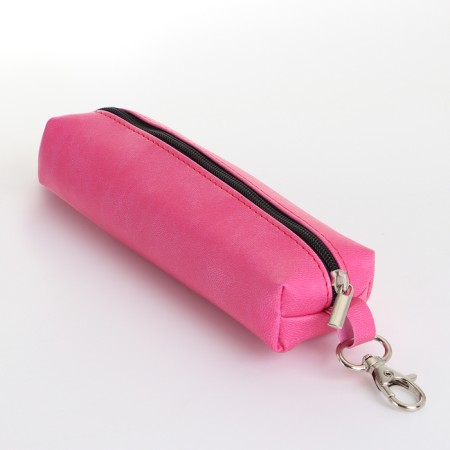 Key of zipper, length 16 cm, ring, carbine, pink color