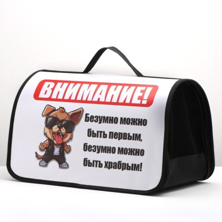Bag - Frame Animal Carriage, 50 x 25 x 28 cm white with a dog-5