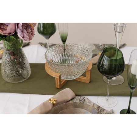 A set of glass salad bowls on the Tondo stand, 5 items: large 2.2 l, small 330 ml-9