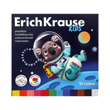 Plasticine 10 colors, 180 g, Erichkrause "Kids Space Animals", with a glass, in cardboard packaging-3