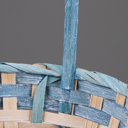 Wicker basket 19x9/34 cm, turquoise, bamboo-1