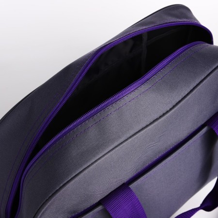 Sports bag with lightning, external pocket, long belt, gray/purple color-2