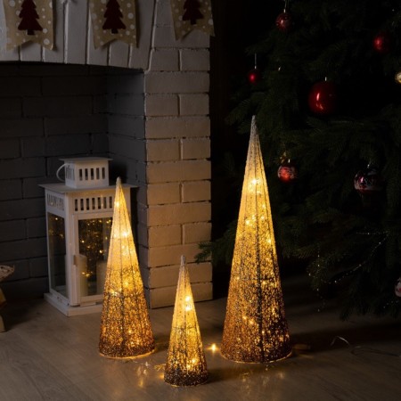 LED figure "Beige cones" 30, 45, 60 cm, textiles, metal, 220 V, glow warm white