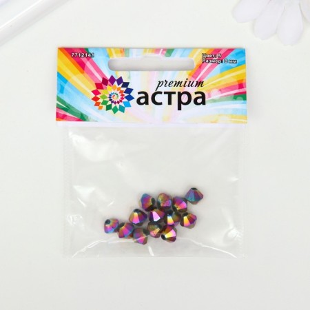 Busy glass, 8 mm, 13 pcs. rainbow-2