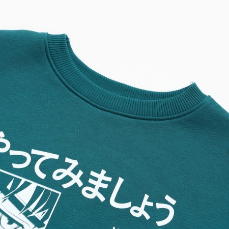 Sweatshirt for a boy, emerald color, height 140 cm-3