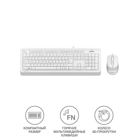 Keyboard + Mouse A4Tech FSTYLER F1010 CLAV: White/Gray Mouse: White/Gray USB Multimedia (F10 10046-1