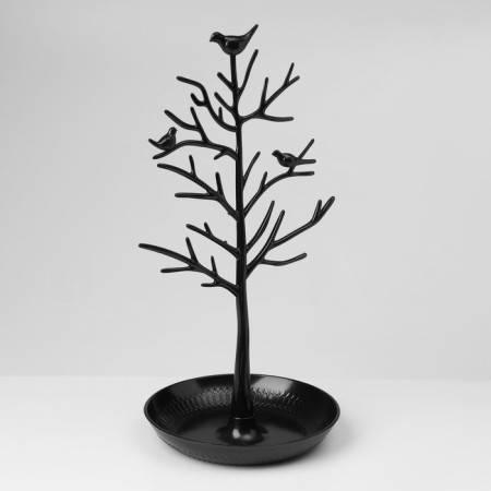 Stand for jewelry "Birds on a tree", 15.5 × 15.5 × 32 cm, black color-1