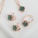Set 3 objects: earrings, pendant, dimensionless “Edel” rhombus, green color in gold, 45 cm