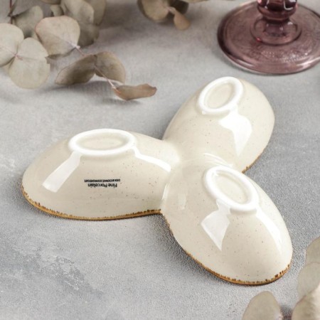Menzhitsa ceramic 3 cells "sapphire", 18 × 3.5 cm, beige color-2