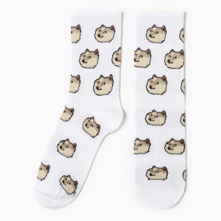 Male socks "dog meme", white color, rr 40-44