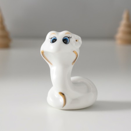 Souvenir Ceramics "Snake with Flower" with gold 2.7x4x6 cm