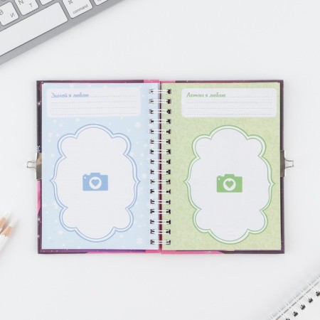 Questionnaire on a lock, in a solid cover A6, 40 sheets of "Questionnaire of a cool girl and her friends"-10