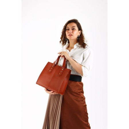 Bag Women's Tout with zipper, brown color-3