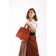 Bag Women's Tout with zipper, brown color