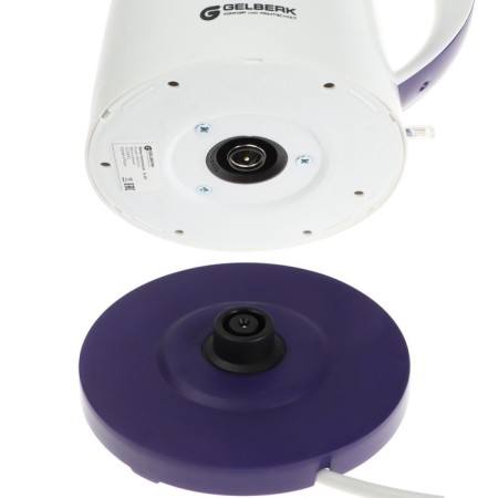 Electric kettle Gelberk GL-463, plastic, 1.7 l, 2200 watts, white-violet-6