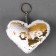 Soft toy "heart" with sequins, on a key fob, 10 cm, white-golden color