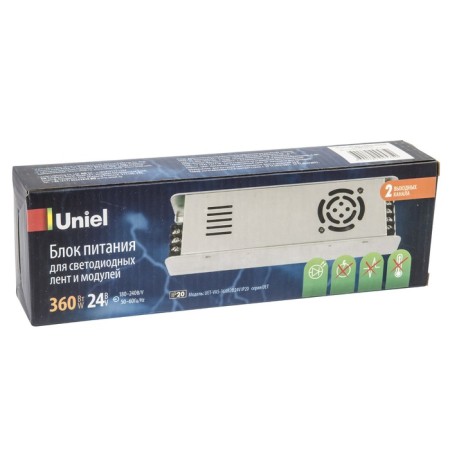 Power supply uniel, 360 watts, IP20, 24 V, 50-60 Hz, 15A, 2 outputs, metallic color-3