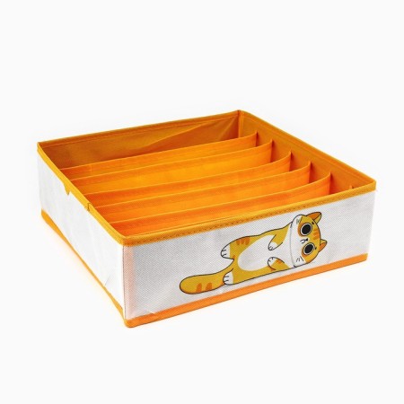 Organizer for storage, coffee for linen 7 cells "Red cat", 32 x 32 x 10 cm-1