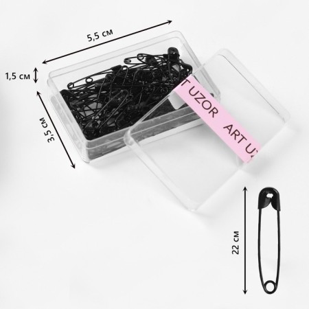 English pins, 22 mm, 80 pcs, black color-3