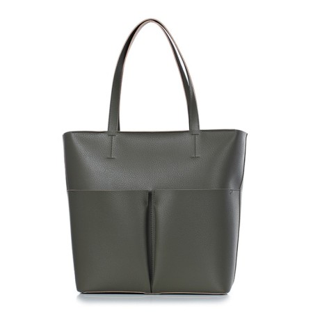Female bag, artificial leather, 44x12.5x34 cm, olive-1