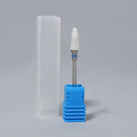 Ceramic milling cutter for manicure “Cones Rounded”, average cut, 6 × 14 mm, in a plastic case, white color-5