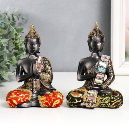 Polystone souvenir "Buddha in color toga with patterns. Sits" mix 10x6.2x15.5 cm-1