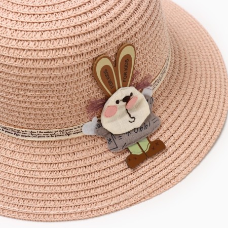 Hat for the girl Minaku "Bunny", pink color, rn 52-6