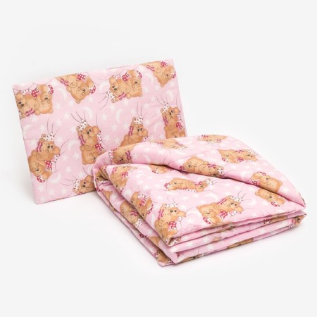 A set in a bed for a girl blanket (110*140cm) with a pillow (40*60cm) calico, synthetic winterizer, mix-3