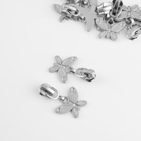 Automatic castle for metal zippers, No. 3, decorative, 10 pcs, Nickel color-1