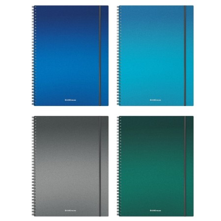 A4 notebook, 80 sheets in a cage on the crest Erichkrause Ice Metallic, plastic cover, elastic band, offset block, whiteness 100%, mix
