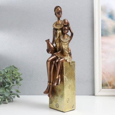 Polystone souvenir "Africa - mother and child" gold pattern - circles 10.5x10x40 cm