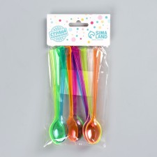 Plastic spoons, set 12 pcs., Mix colors