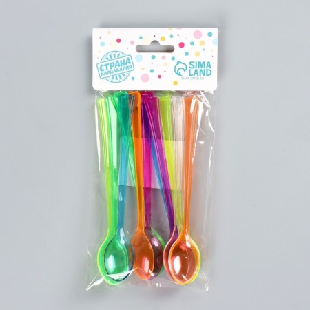 Plastic spoons, set 12 pcs., Mix colors