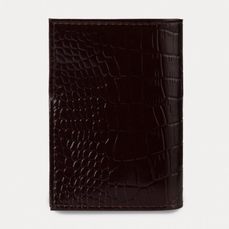 Cover for a pension certificate, crocodile, brown color-1