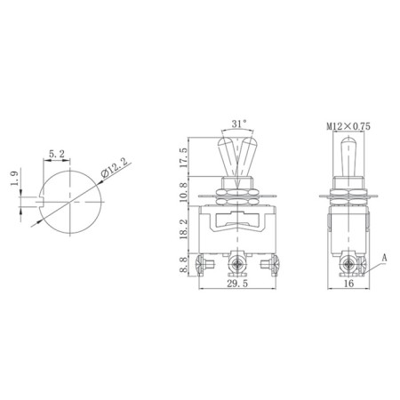 Tumbker 250V 15A (3C) On-off-on single-pole (KN-103) Rexant Individual packaging 1 pc 108068-1